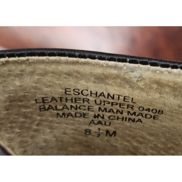 Eschantel Black Suede Mary Jane Flats Size 8.5M Leather Cap Toe Comfort Shoes - Picture 11 of 13